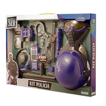 Imagem de Kit de Polícia Infantil BR965 Conjunto de Acessórios com Faca Algema Chaves Apito Binóculo Walkie Talkie Relógio