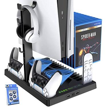 Imagem de Base de resfriamento multifuncional adequada para PS5, TwiHill, com suporte para disco de resfriamento e fones de ouvido