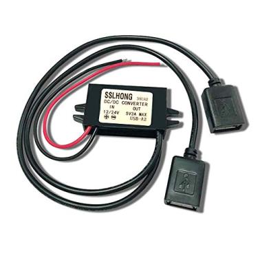 Imagem de SSLHONG Conversor CC à prova d'água 12 V 24 V para 5 V 3 A/15 W adaptador de alimentação duplo USB 12 V a 5 V regulador de tensão para Samsung Galaxy, iPad iPhone 6S 7 7S/8 Plus etc