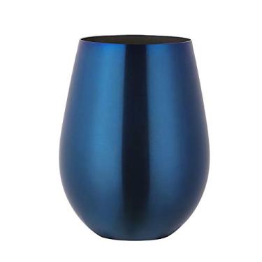 Imagem de Yajun Copo de vinho inoxidável Teel copo reutilizável caneca de café copo portátil para casamento, casa e ar livre, azul
