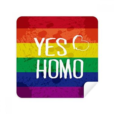 Imagem de Yes Homo LGBT Rainbow Love Glasses Pano Limpador de Tela Tecido Camurça Pacote com 2