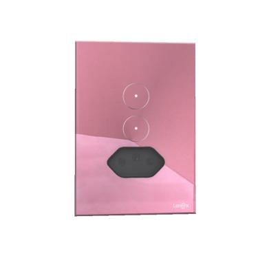 Imagem de Interruptor Touch Tok Glass 2 Botões Com Tomadda Rose