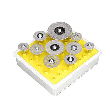 Imagem de 10 unidades / conjunto de rodas de corte de diamante com mandril de 3 mm Discos de corte de diamante Conjunto de lâminas de roda de corte Substituição para ferramenta rotativa Dremel com caixa de disco de corte de diamante