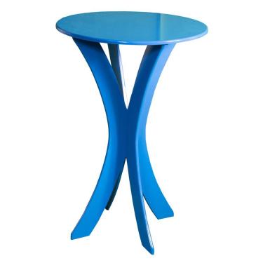 Imagem de Mesa Mesinha De Canto Ou Lateral Base Redonda Pé Em X Cor: Azul
