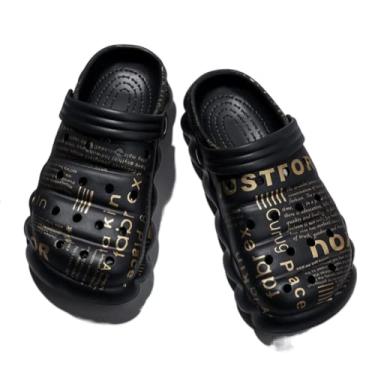 Imagem de SHABADUER Tamancos de verão masculinos e femininos, sapatos de água casuais confortáveis, atacadistas, sapatos de praia, Preto, dourado, 11 Women/8.5 Men