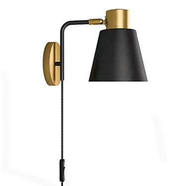 Imagem de Lâmpada De Parede De Cabeceira, Luminária De Parede Plug-in, Lâmpada De Leitura Decorativa Interior Moderna Ajustável, Arandela De Parede Preta De Metal Industrial Para Quarto (Color : B)