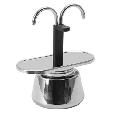 Imagem de Moka Pot, mini 2 xícaras de aço inoxidável de 100 ml, cafeteira de moka, máquina de café expresso de tubo duplo estilo italiano clássico para fazer café de forma rápida e fácil, amigos da família