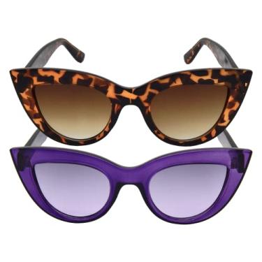 Imagem de Lilaccie Óculos de sol, redondo gatinho,vintage, UV 400, roxo, tendência retrô