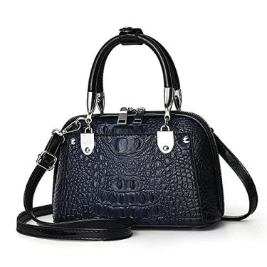 Imagem de Bolsa tiracolo feminina pequena com alça superior bolsa de couro crocodilo bolsa de ombro moderna bolsas de ombro, Azul