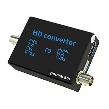 Imagem de POMIACAM Conversor de sinal de vídeo BNC para HDMI, 4 em 1 composto CVBS AHD TVI CVI para adaptador conversor de vídeo HDMI compatível com cabo BNC para HDMI VGA BNC (CVBS) para câmera/DVR/sistema de