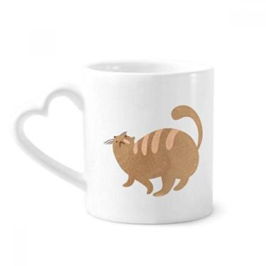 Imagem de Caneca de aquarela de gato gordo marrom animal caneca de café cerâmica copo de coração de vidro