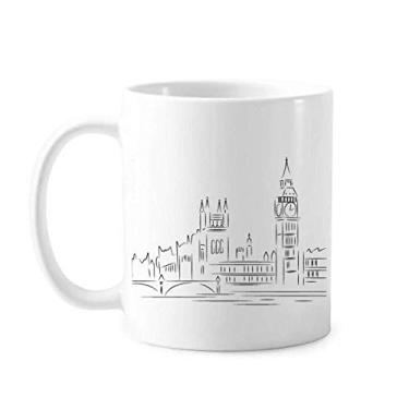 Imagem de Sketch UK Landmark Flag Mark Illustration Caneca Cerâmica Café Porcelana Utensílios de Mesa