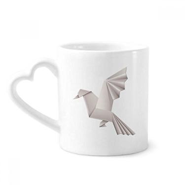 Imagem de Caneca com estampa de pombo geométrico abstrato origami café cerâmica copo de coração de vidro