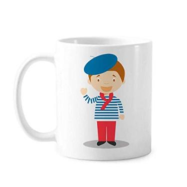 Imagem de Caneca moderna de cerâmica cerâmica com desenho Art Deco Sea Blue França