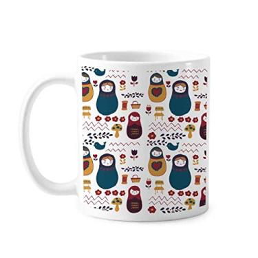 Imagem de Pôster de flores de bonecas da Rússia russa Matryoshka caneca cerâmica xícara de café porcelana louça