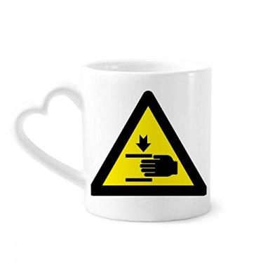 Imagem de Símbolo de aviso amarelo preto mão triângulo caneca café cerâmica copo coração vidro