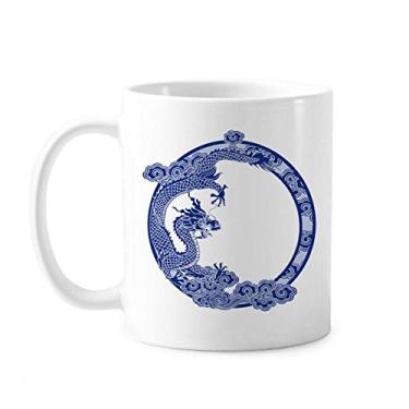Imagem de Caneca de cerâmica de dragão azul da cultura chinesa cerâmica xícara de café de porcelana