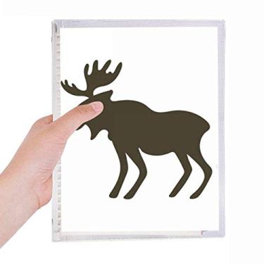 Imagem de Caderno de retrato de animal fofo de alce preto, diário de folhas soltas recarregável, artigos de papelaria