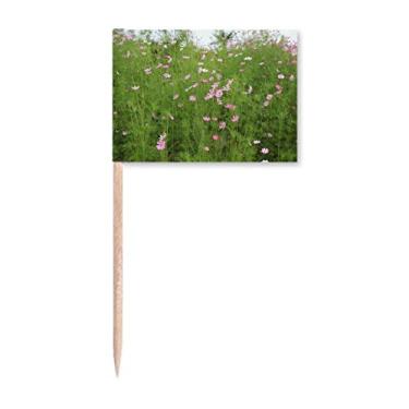 Imagem de Pink Cosmos Conjunto de flores para palito de dentes marcadores para decoração de festa