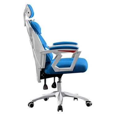 Imagem de cadeira de escritório Cadeira E-sports Cadeira de corrida ergonômica reclinável Cadeira de computador Cadeira executiva com encosto alto Cadeira de escritório giratória Cadeira giratória (cor: azul)