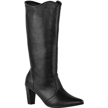 Imagem de Bota Feminina Cano Longo Salto Alto Fino Montaria Bico Fino SAF2 sintpreto39