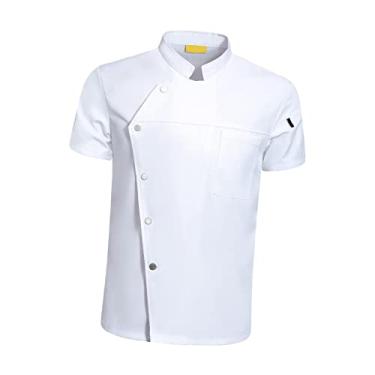 Imagem de Chef Masculino Feminino Manga Macacão para Serviço de Alimentação para Garçom de Bufê, Tamanho XL Branco