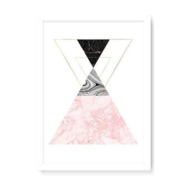 Imagem de Arte Maníacos Quadro Decorativo Geométrico Triângulos Pirâmide - 23x16,25cm (Moldura em laca branca)
