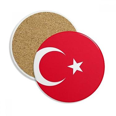 Imagem de Caneca de porta-copos com bandeira nacional da Turquia e país da Ásia, pedra absorvente de proteção de mesa