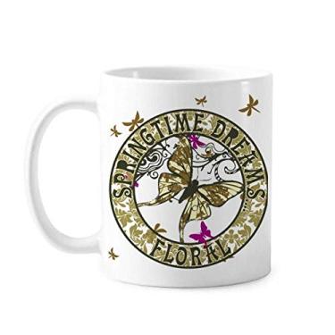 Imagem de Caneca de cerâmica com letras de borboleta e círculo, xícara de porcelana para café
