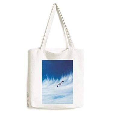 Imagem de Clouds Bird Blue Sky Art Deco Gift Fashion Tote Bolsa de compras casual bolsa de compras