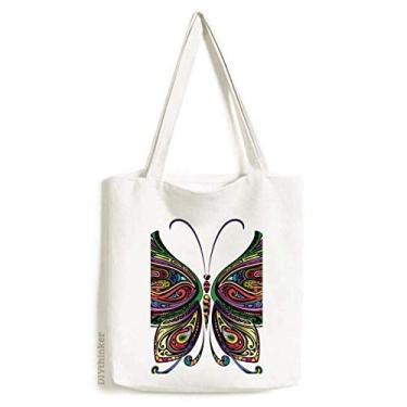 Imagem de Linda borboleta colorida decorativa, sacola de lona, sacola de compras, bolsa casual