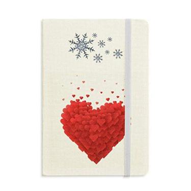 Imagem de Caderno em forma de corações vermelhos para dia dos namorados, flocos de neve, inverno