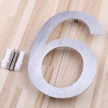 Imagem de Placa de casa flutuante 3D de 12,7 cm, número 0-9 letra ABCD, placa de porta de alfabeto digital de aço inoxidável, para hotéis, endereço ao ar livre, placa de correio, prata, método de parafuso, antiferrugem, durável