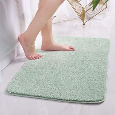 Imagem de Jun Jiale Tapete de banheiro antiderrapante absorvente super aconchegante veludo tapete de banheiro (39,9 cm x 23,15 cm verde claro)