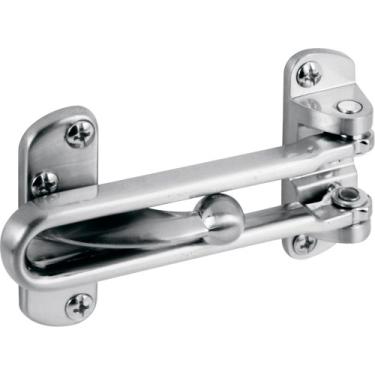Imagem de Trava de segurança Defender Security U 10308 para portas simples, comprimento de 5,4 cm, zinco fundido com acabamento em níquel acetinado
