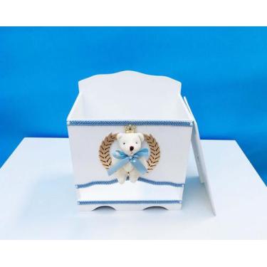 Imagem de Kit Higiene Mdf Urso Da Realeza - Azul - 400612 - Oficina Do Bebê