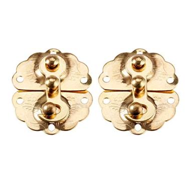 Imagem de 2pcs 35 * 45mm Antique Ouro Caso de Madeira Hasp Vintage Jóias Caixa de Presente Suitcase Hasp Latch Hook Mobiliário Fechar Fechar Bloqueio YYDFPIIA