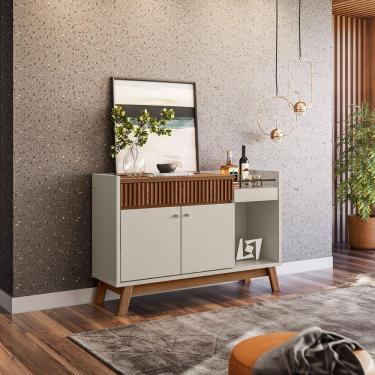 Imagem de Buffet 133cm 2 Portas 1 Gaveta 1 Nicho Lucca Linea Brasil Freijó/Off White