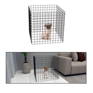 Imagem de Cercado Móvel para Cachorro Pequeno Porte Cercadinho Articulado Pet 4 Telas 60cm Altura Preto
