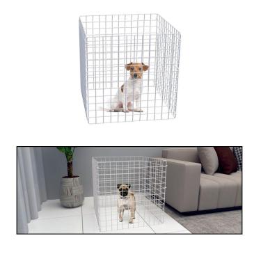 Imagem de Cercado Móvel para Cachorro Pequeno Porte Cercadinho Articulado Pet 4 Telas 60cm Altura Branco
