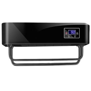 Imagem de Toalheiro Elétrico para Banheiro Trilhos de Secagem Aquecidos Inteligentes Termostático Automático Aquecedor de Toalhas Domésticos Sem Perfuração Radiador Com Temporizador,Black,468 * 119 * 235mm