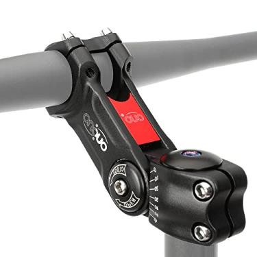 Imagem de Hastes de bicicleta ajustáveis 0-60 graus 31,8 mm 90/110 mm Riser de haste de bicicleta para guidão de bicicleta, extensor de elevação para bicicleta de estrada, mountain bike, MTB, BMX (90 mm, preto-vermelho)