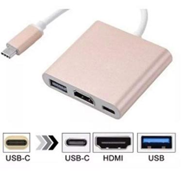 Imagem de Adaptador Type-c Macho Para Usb 3.0, Hdmi e Usb-c Femea Usb 3.1