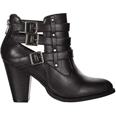 Imagem de Bota feminina Forever Camila-62 com fivela e salto bloco, cano baixo, TPS Camila-62, Black 15, 6.5