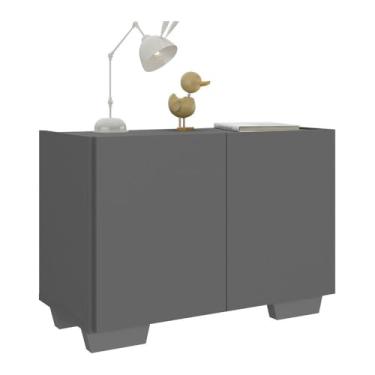 Imagem de Mesa de Cabeceira com Pés 2 Portas Multimóveis Mp4134 Grafite/cinza