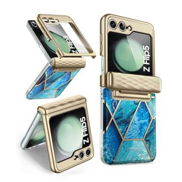 Imagem de i-Blason Cosmo Capa para Samsung Galaxy Z Flip 5 com proteção de dobradiça (2023), [protetor de tela frontal integrado] capa protetora fina e elegante (Oceano)