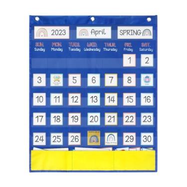 Imagem de Tabela de bolso de calendário mensal de sala de aula com 89 cartões para estudantes crianças sala de aula casa material escolar preto