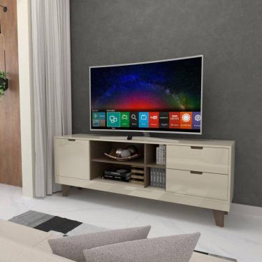 Imagem de Rack para TV Até 60 Polegadas Oklahoma 1 Porta 2 Gavetas Off White/Carvalho - Panorama Móveis