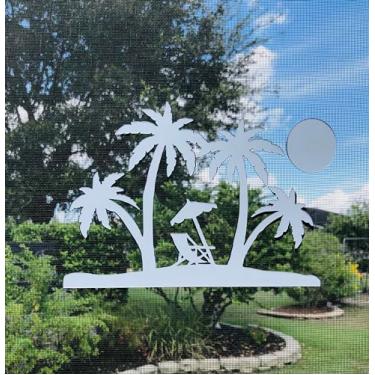 Imagem de DCentral® Cena de praia Ímãs flexíveis de tela de segurança: frente e verso. Branco brilhante mais fácil de ver dia e noite. Decorativo. Ajuda a parar de entrar em telas, tamanho L 24,1 cm x C 17,78