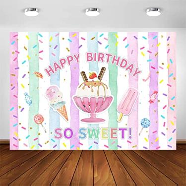 Imagem de Avezano Fundo de sorvete para festa de aniversário de meninas, Sweet One Two Sweet Theme Candy Land, decorações de festa de aniversário, sorvete, festa de aniversário, sessão de fotos, banner de mesa
